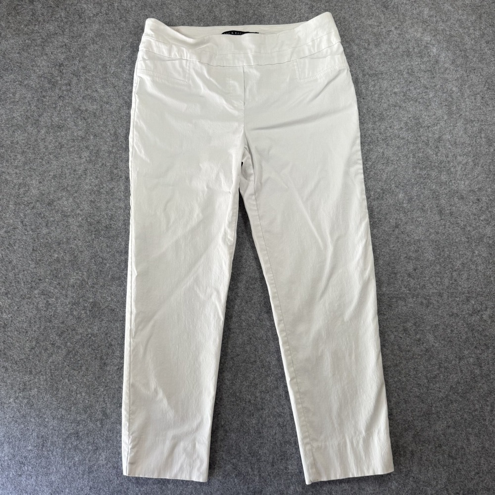 Zac & Rachel Petite Pull-On Pants 6P White Slim‎ Leg Stretch Rayon Blend